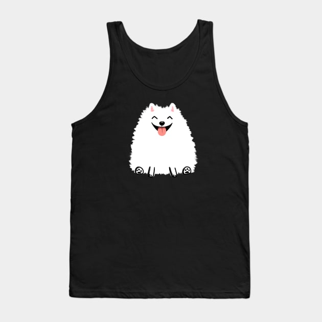 Cute White Pomeranian Cartoon Dog Tank Top by Coffee Squirrel